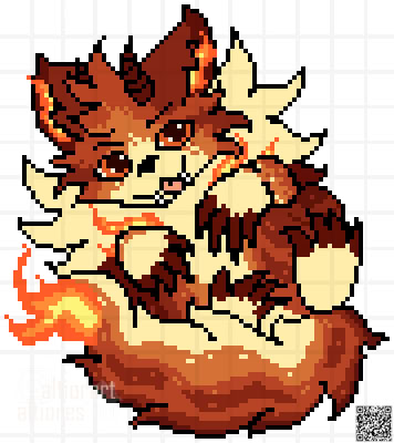 Feral pixel fullbody artwork with subject, single